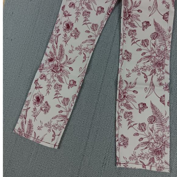 DL1961 Mara Ankle Jeans 23X27 White/Red High Rise Instasculpt Stretch Floral - Picture 4 of 16